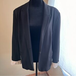 Black knit jersey one button blazer